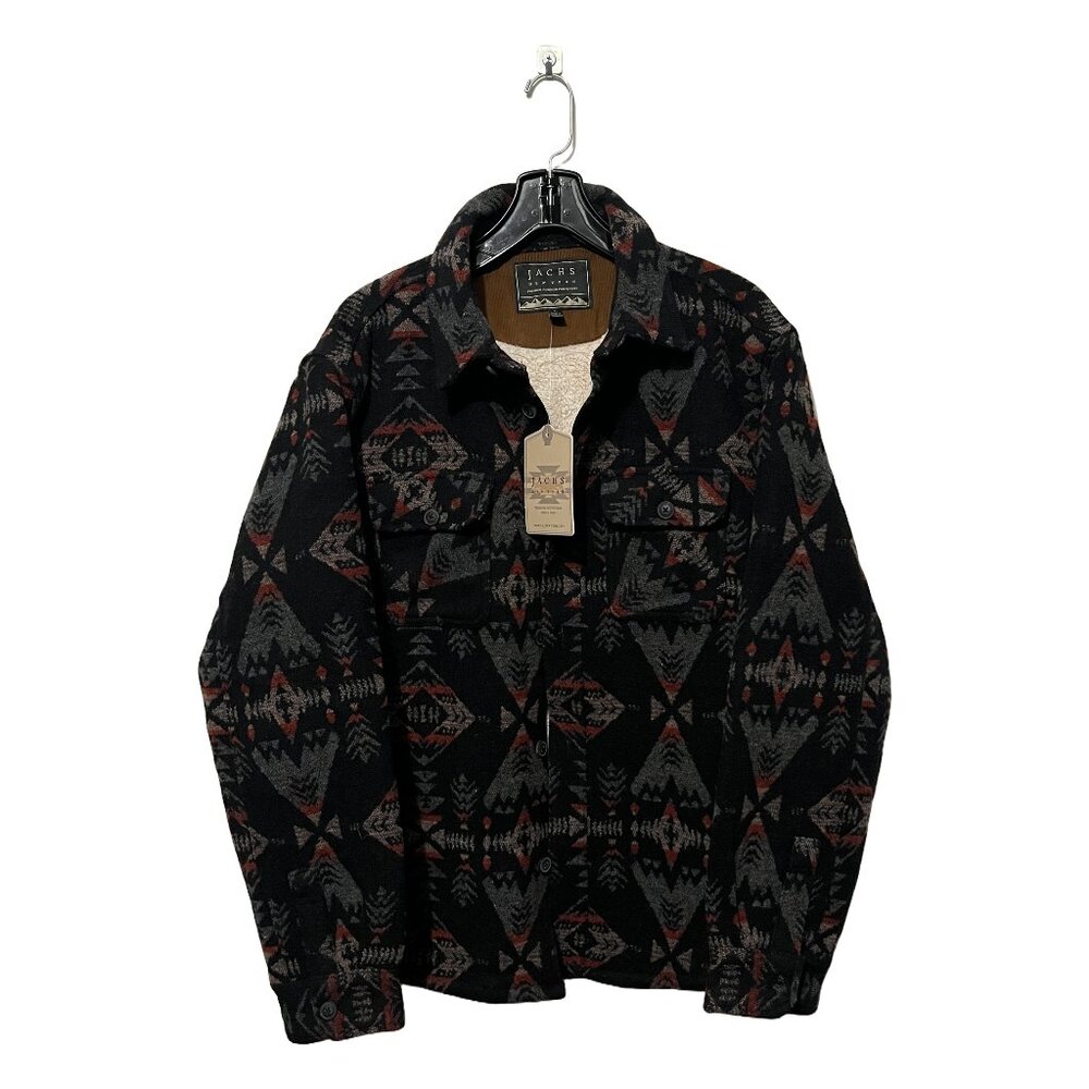 NWT Jachs New York Men's L Western Pattern Wool Blend Sherpa Lined Shirt Jacket